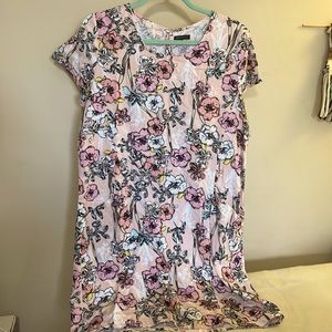 Linen Floral Dress - Down to Knees